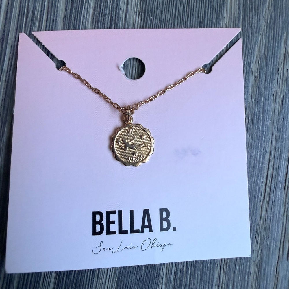 Virgo New Coin Zodiac Charm Necklace in Gold